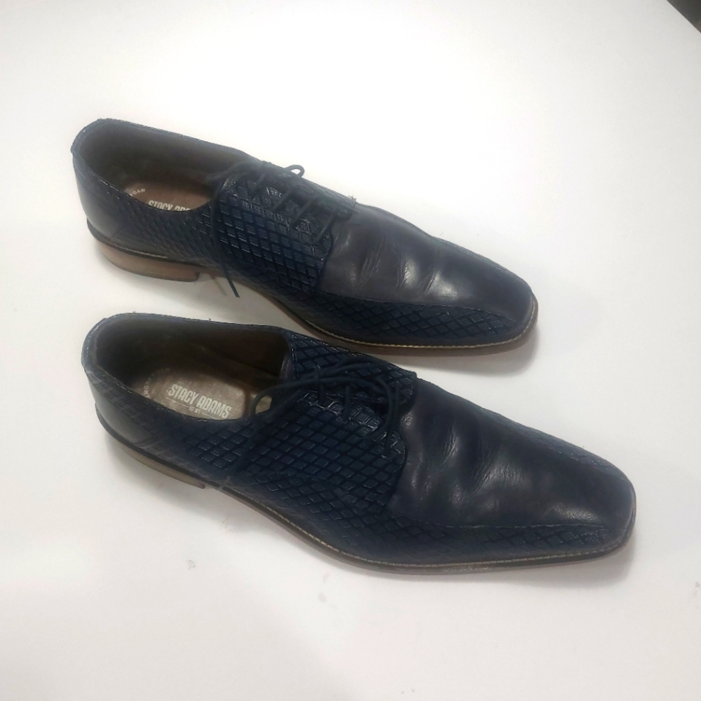 Stacy Adams Men's Navy Genuine Leather Dress Shoes Size 14